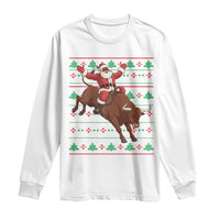 Funny Black Santa Riding Bull Long Sleeve Shirt Ugly Christmas Sweater Gift - Wonder Print Shop