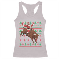 Funny Black Santa Riding Bull Racerback Tank Top Ugly Christmas Sweater Gift - Wonder Print Shop