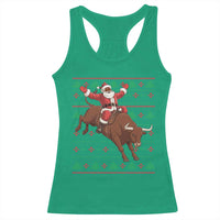 Funny Black Santa Riding Bull Racerback Tank Top Ugly Christmas Sweater Gift - Wonder Print Shop