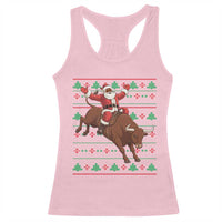 Funny Black Santa Riding Bull Racerback Tank Top Ugly Christmas Sweater Gift - Wonder Print Shop