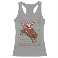 Funny Black Santa Riding Bull Racerback Tank Top Ugly Christmas Sweater Gift - Wonder Print Shop