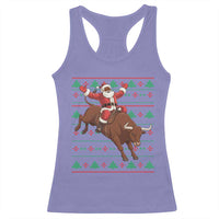 Funny Black Santa Riding Bull Racerback Tank Top Ugly Christmas Sweater Gift - Wonder Print Shop