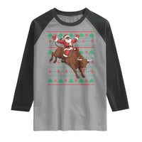 Funny Black Santa Riding Bull Raglan Shirt Ugly Christmas Sweater Gift - Wonder Print Shop