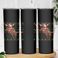 Funny Black Santa Riding Bull Skinny Tumbler Ugly Christmas Sweater Gift - Wonder Print Shop