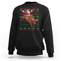 Funny Black Santa Riding Bull Sweatshirt Ugly Christmas Sweater Gift - Wonder Print Shop