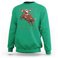 Funny Black Santa Riding Bull Sweatshirt Ugly Christmas Sweater Gift - Wonder Print Shop