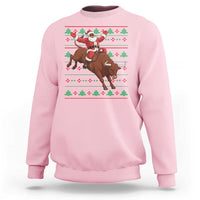 Funny Black Santa Riding Bull Sweatshirt Ugly Christmas Sweater Gift - Wonder Print Shop