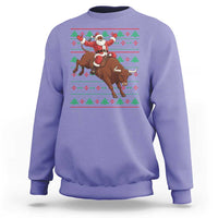 Funny Black Santa Riding Bull Sweatshirt Ugly Christmas Sweater Gift - Wonder Print Shop