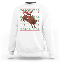 Funny Black Santa Riding Bull Sweatshirt Ugly Christmas Sweater Gift - Wonder Print Shop