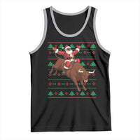 Funny Black Santa Riding Bull Tank Top Ugly Christmas Sweater Gift - Wonder Print Shop