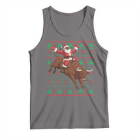 Funny Black Santa Riding Bull Tank Top Ugly Christmas Sweater Gift - Wonder Print Shop