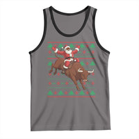 Funny Black Santa Riding Bull Tank Top Ugly Christmas Sweater Gift - Wonder Print Shop
