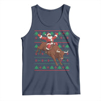 Funny Black Santa Riding Bull Tank Top Ugly Christmas Sweater Gift - Wonder Print Shop