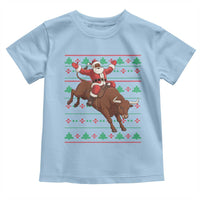 Funny Black Santa Riding Bull Toddler T Shirt Ugly Christmas Sweater Gift - Wonder Print Shop