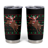 Funny Black Santa Riding Bull Tumbler Cup Ugly Christmas Sweater Gift - Wonder Print Shop