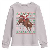 Funny Black Santa Riding Bull Youth Sweatshirt Ugly Christmas Sweater Gift - Wonder Print Shop