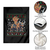 Funny Gingerbread Man Riding Bull Garden Flag Cowboy Western Rodeo Christmas Gift - Wonder Print Shop