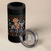 Funny Gingerbread Man Riding Bull 4 in 1 Can Cooler Tumbler Cowboy Western Rodeo Christmas Gift - Wonder Print Shop