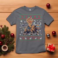 Funny Gingerbread Man Riding Bull T Shirt Cowboy Western Rodeo Christmas Gift - Wonder Print Shop