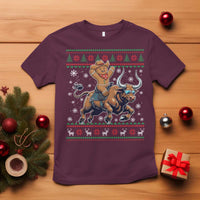 Funny Gingerbread Man Riding Bull T Shirt Cowboy Western Rodeo Christmas Gift - Wonder Print Shop