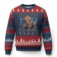 Funny Gingerbread Man Riding Bull Ugly Christmas Sweater Cowboy Western Rodeo Xmas Gift - Wonder Print Shop