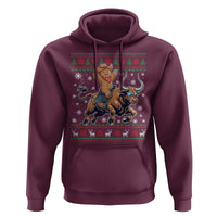 Funny Gingerbread Man Riding Bull Hoodie Cowboy Western Rodeo Christmas Gift - Wonder Print Shop