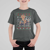 Funny Gingerbread Man Riding Bull T Shirt For Kid Cowboy Western Rodeo Christmas Gift - Wonder Print Shop