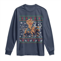 Funny Gingerbread Man Riding Bull Long Sleeve Shirt Cowboy Western Rodeo Christmas Gift - Wonder Print Shop