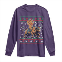 Funny Gingerbread Man Riding Bull Long Sleeve Shirt Cowboy Western Rodeo Christmas Gift - Wonder Print Shop