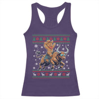Funny Gingerbread Man Riding Bull Racerback Tank Top Cowboy Western Rodeo Christmas Gift - Wonder Print Shop