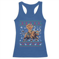Funny Gingerbread Man Riding Bull Racerback Tank Top Cowboy Western Rodeo Christmas Gift - Wonder Print Shop