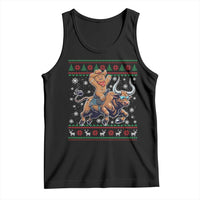 Funny Gingerbread Man Riding Bull Tank Top Cowboy Western Rodeo Christmas Gift - Wonder Print Shop