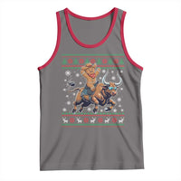 Funny Gingerbread Man Riding Bull Tank Top Cowboy Western Rodeo Christmas Gift - Wonder Print Shop