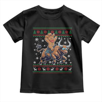 Funny Gingerbread Man Riding Bull Toddler T Shirt Cowboy Western Rodeo Christmas Gift - Wonder Print Shop