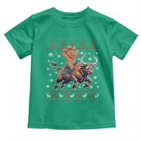 Funny Gingerbread Man Riding Bull Toddler T Shirt Cowboy Western Rodeo Christmas Gift - Wonder Print Shop
