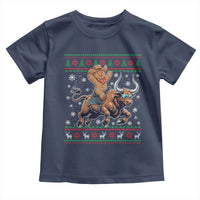 Funny Gingerbread Man Riding Bull Toddler T Shirt Cowboy Western Rodeo Christmas Gift - Wonder Print Shop