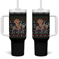 Funny Gingerbread Man Riding Bull Tumbler With Handle Cowboy Western Rodeo Christmas Gift - Wonder Print Shop