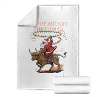 Merry Buckin Christmas Throw Blanket Black Santa Western Rodeo Gift - Wonder Print Shop