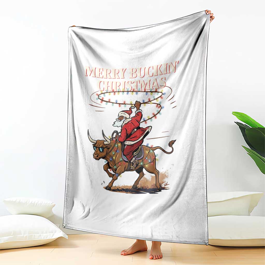 Merry Buckin Christmas Throw Blanket Black Santa Western Rodeo Gift - Wonder Print Shop