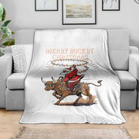 Merry Buckin Christmas Throw Blanket Black Santa Western Rodeo Gift - Wonder Print Shop