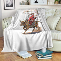 Merry Buckin Christmas Throw Blanket Black Santa Western Rodeo Gift - Wonder Print Shop