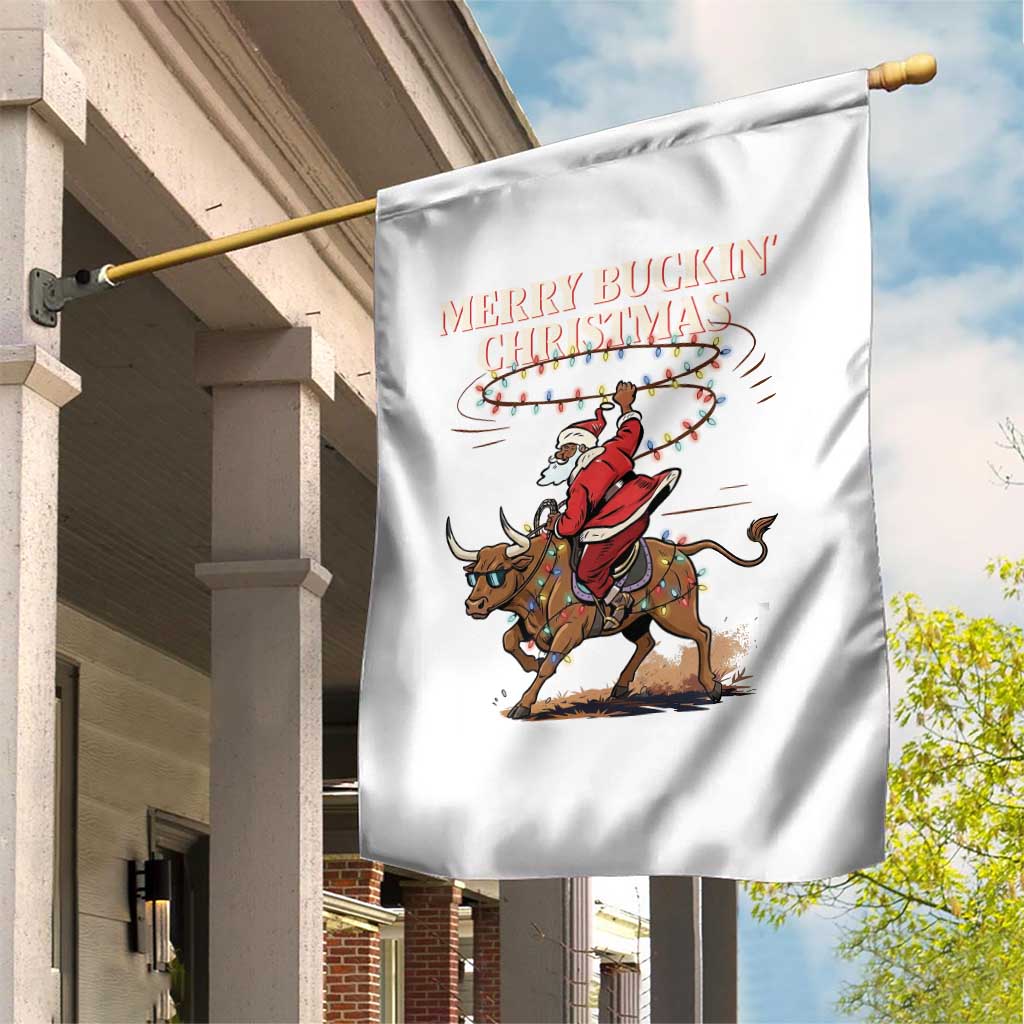 Merry Buckin Christmas Garden Flag Black Santa Western Rodeo Gift - Wonder Print Shop