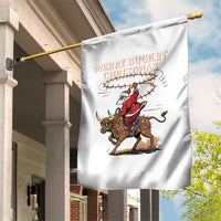 Merry Buckin Christmas Garden Flag Black Santa Western Rodeo Gift - Wonder Print Shop