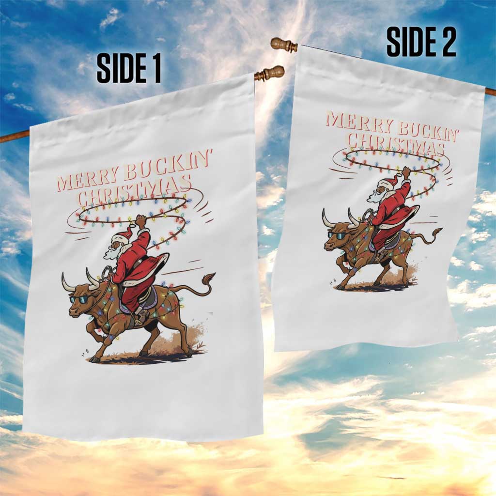 Merry Buckin Christmas Garden Flag Black Santa Western Rodeo Gift - Wonder Print Shop