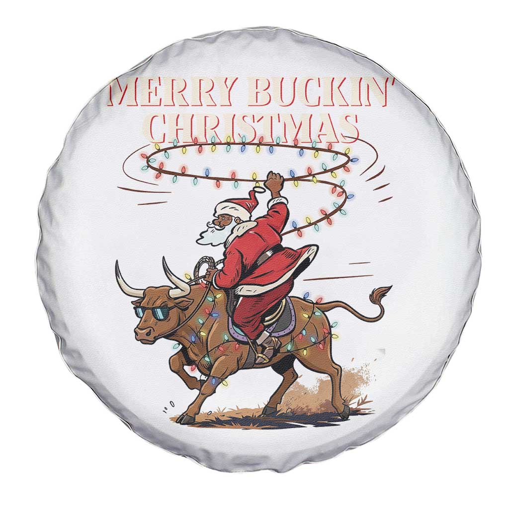 Merry Buckin Christmas Spare Tire Cover Black Santa Western Rodeo Gift - Wonder Print Shop