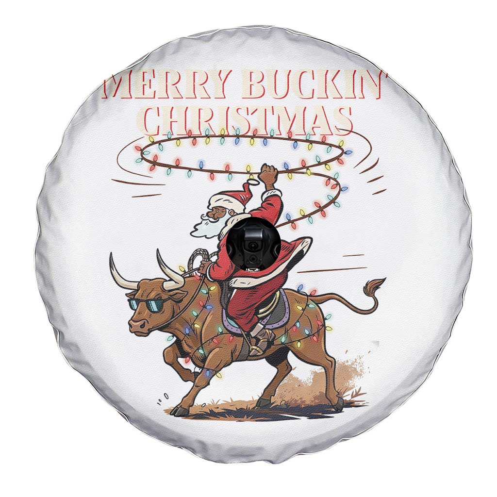 Merry Buckin Christmas Spare Tire Cover Black Santa Western Rodeo Gift - Wonder Print Shop