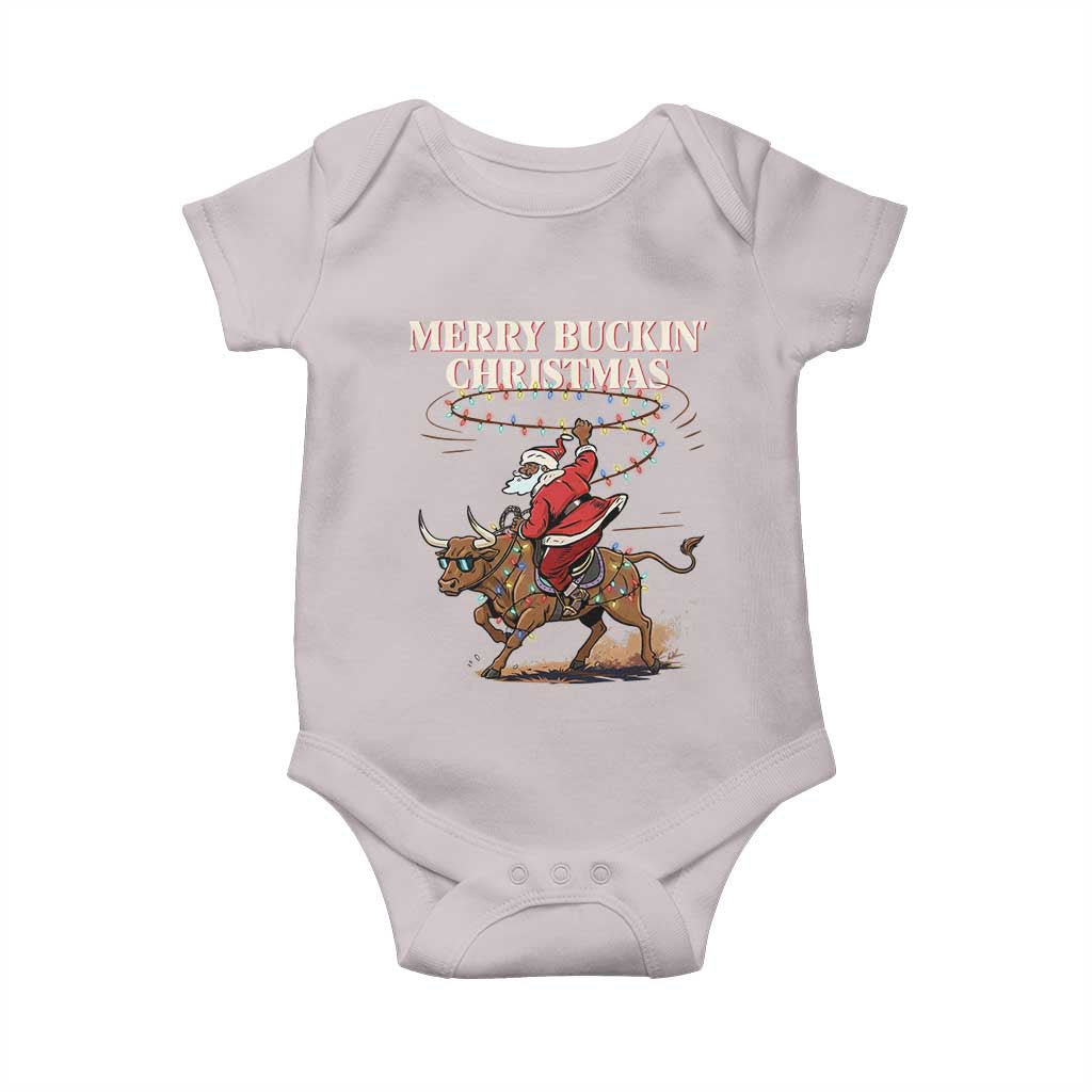 Merry Buckin Christmas Baby Onesie Black Santa Western Rodeo Gift - Wonder Print Shop