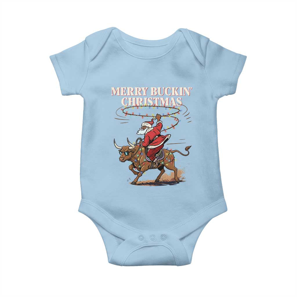 Merry Buckin Christmas Baby Onesie Black Santa Western Rodeo Gift - Wonder Print Shop
