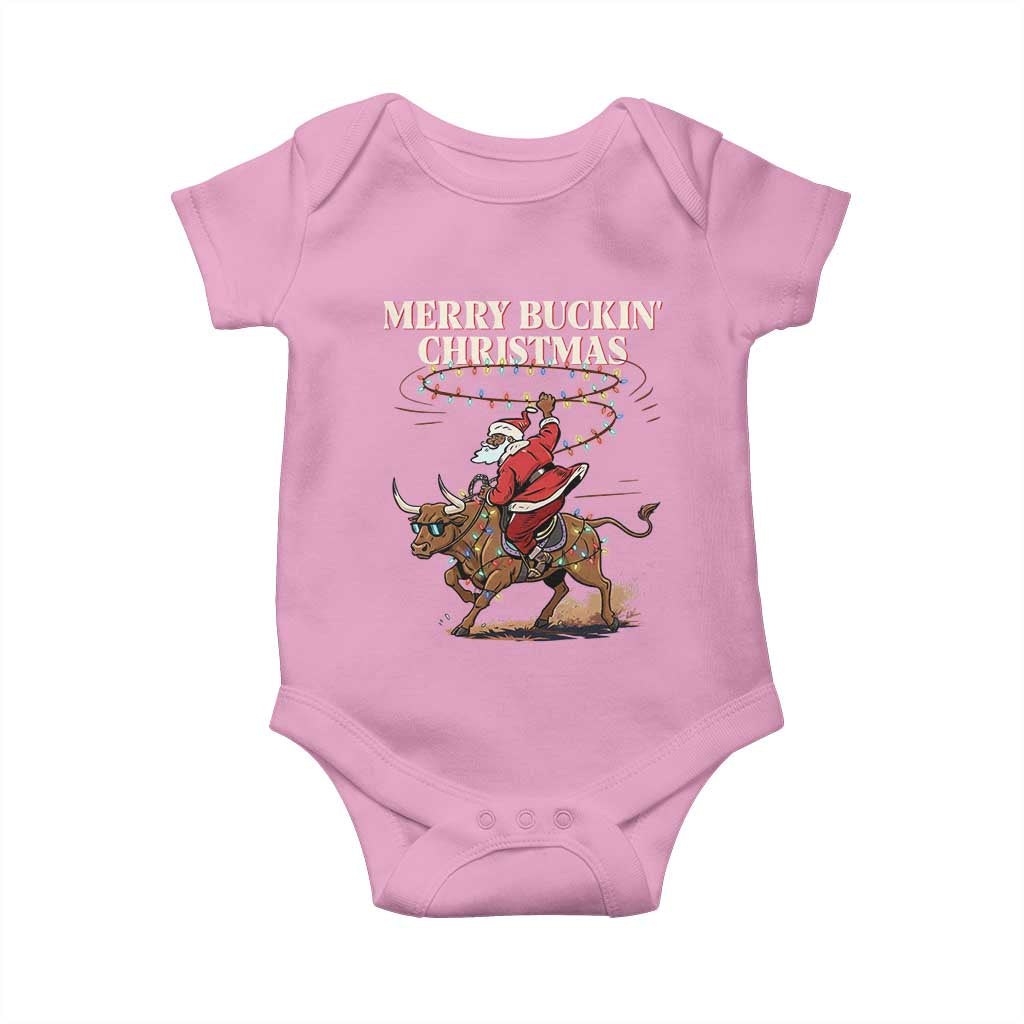 Merry Buckin Christmas Baby Onesie Black Santa Western Rodeo Gift - Wonder Print Shop