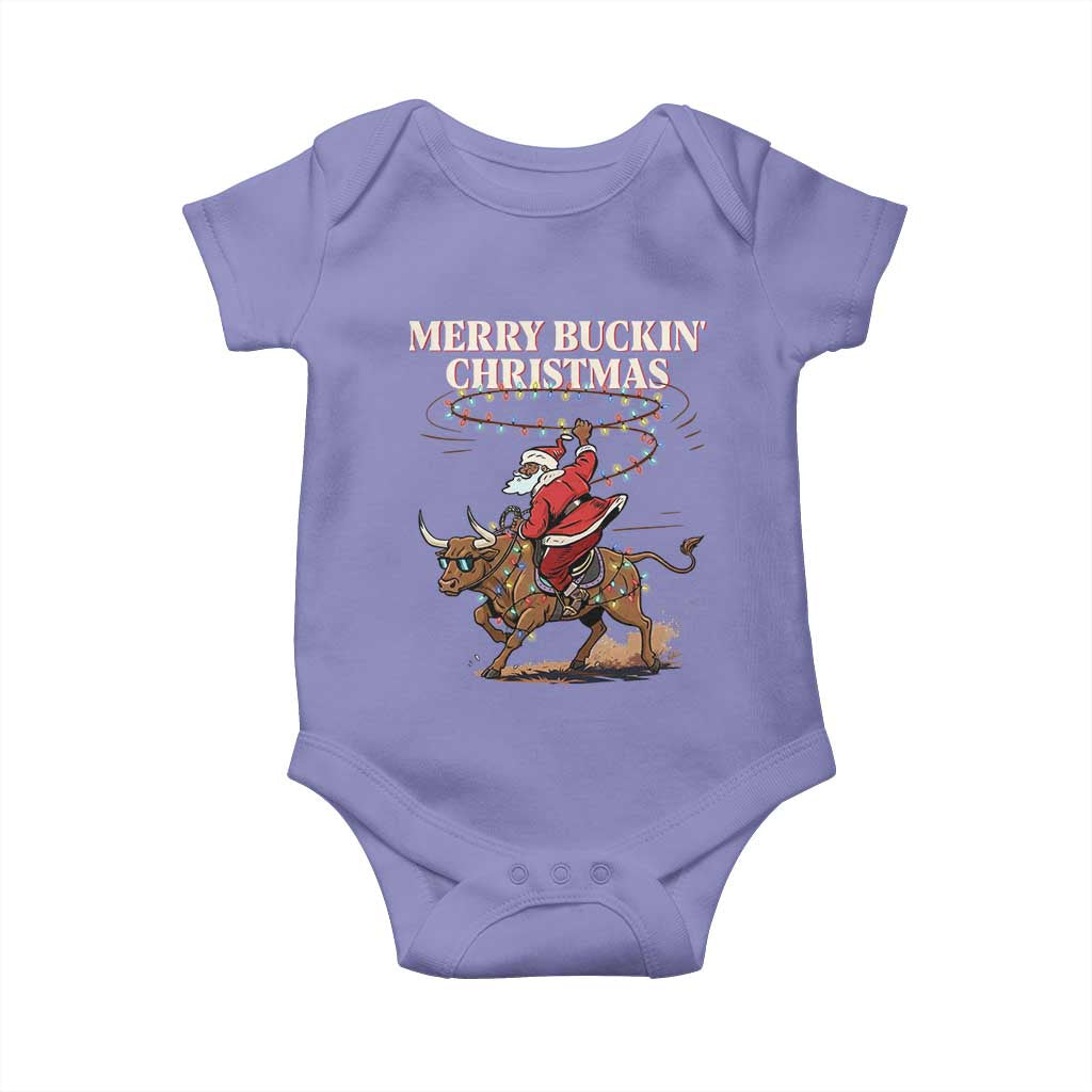 Merry Buckin Christmas Baby Onesie Black Santa Western Rodeo Gift - Wonder Print Shop